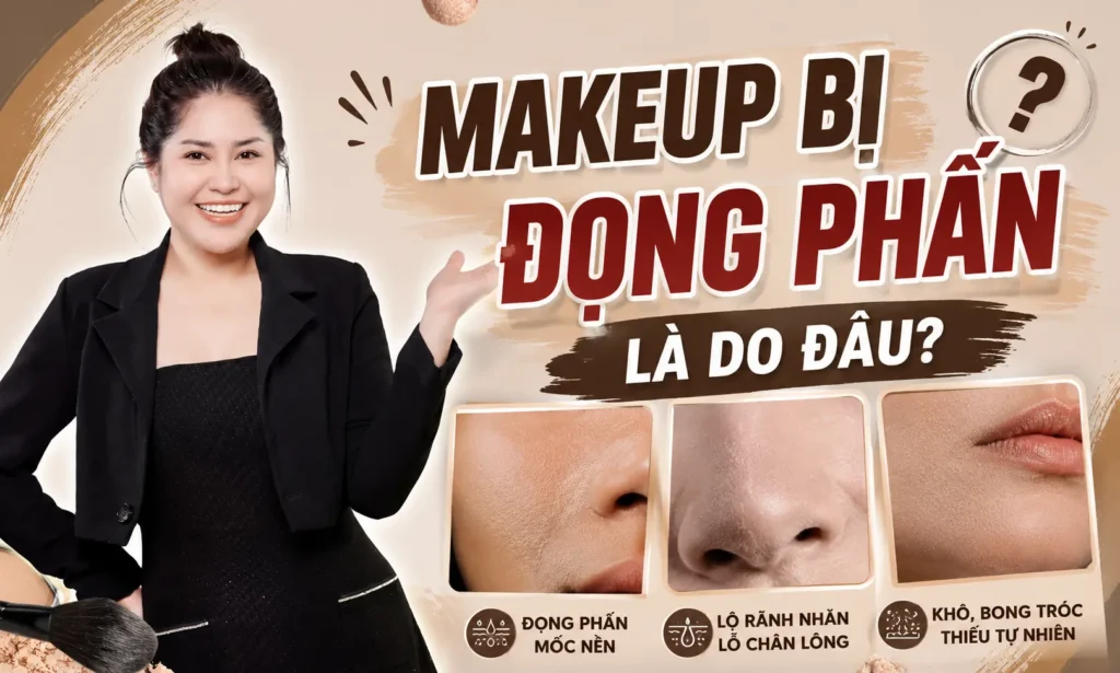 makeup bị đọng phấn Phuong Ly Makeup