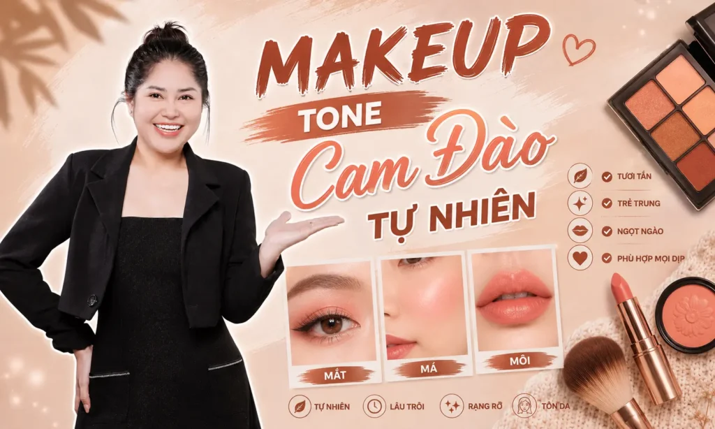 makeup tone cam đào Phuong Ly Makeup