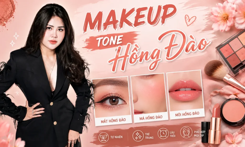 makeup tone hồng đào Phuong Ly Makeup