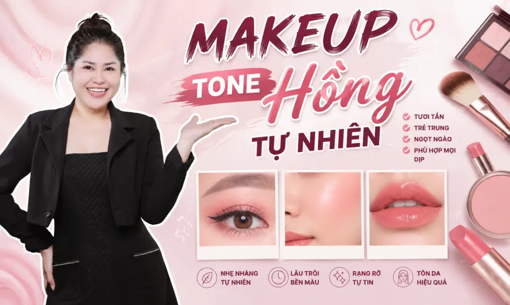 makeup tone hồng tự nhiên Phuong Ly Makeup