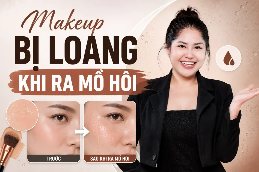 makeup bị loang khi ra mồ hôi Phuong Ly Makeup